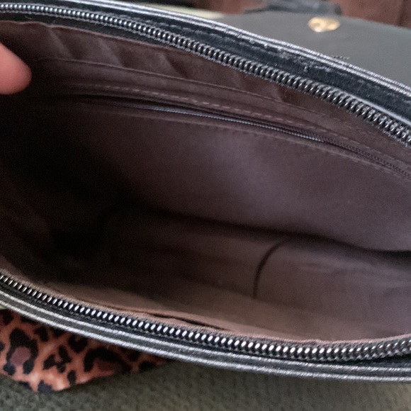 Black Leather Crossbody Bag with Leopard Strap - Picture 5 of 5